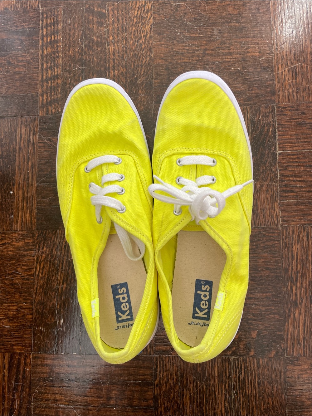 3 for $30 - Keds Neon Yellow Canvas Sneakers with White Laces